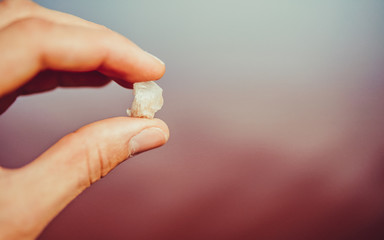 pink lake retba in the suburbs of Dakar photographed from a drone in Africa salt mining