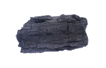 Natural wood charcoal Isolated on white