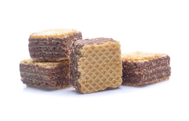 wafer chocolate dessert on white background