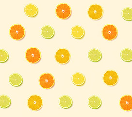 Colorful of fresh lemon slices . Photography collage.