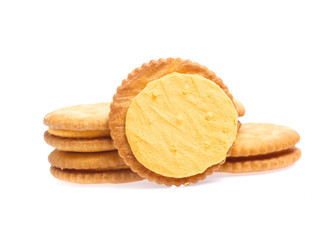 Sandwich cracker on white background