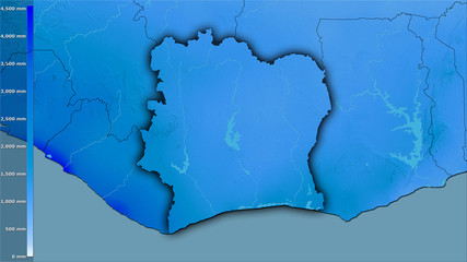 Cote dIvoire, annual precipitation - dark glow