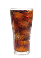 Cola in a glass isolated on white