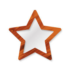 Brown wooden star frame isolated on a white background. Vector stock illustration