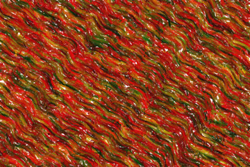 Green, yellow and red waves Abstract Color Pencil abstract paint background.