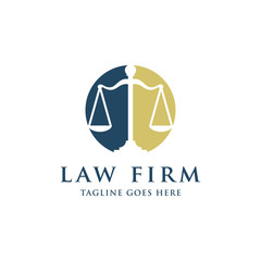 Law And Attorney Logo Design Template. Scale of Justice Symbol.