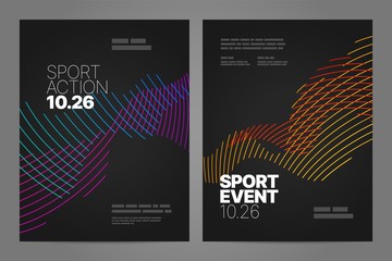 Poster layout design with abstract dynamic lines for sport event, invitation, awards or championship. Sport background. © dimakostrov
