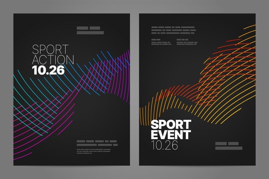 Poster layout design with abstract dynamic lines for sport event, invitation, awards or championship. Sport background.