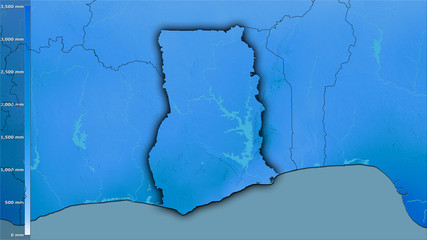 Ghana, annual precipitation - dark glow