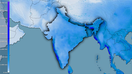 India, annual precipitation - dark glow