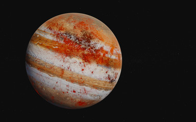 Red Jupiter like fiction exoplanet in outer space. 3D rendered illustration. Elements of the image were furnished by NASA