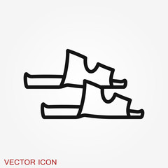 Sandal icon, symbol of womanish shoe, vector