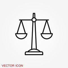 Scales icon. Scales of justice vector icon. Court of law symbol.