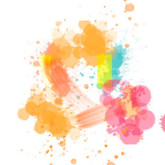 colorful watercolor stains splashes strokes and smears. multi-colored watercolour background with burst of paint on white background. hand drawn abstract illustration.