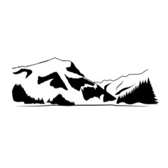 Mountains silhouette.Vector drawing.Graphics.Black and white image.Vector	