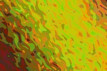 Yellow, pink and green waves with Dots abstract paint background.