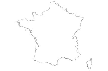 White Map of France with isolated on white background