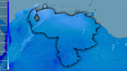 Obraz premium Venezuela, annual precipitation - dark glow