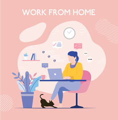 Woman working work at home. Home office business concept.