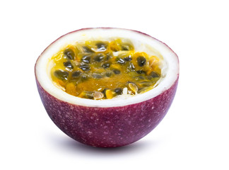 clipping path passion fruit isolated on white background