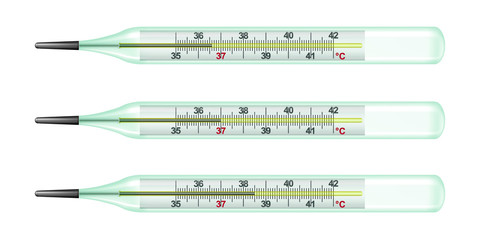 3 mercury thermometers on a white background (vector image)