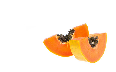 papaya on white background