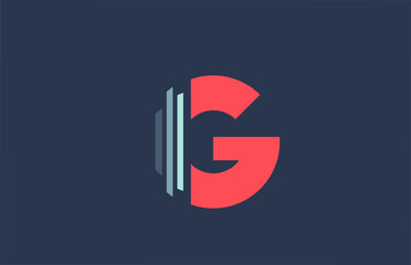 G red blue alphabet letter logo icon for company and business with line design
