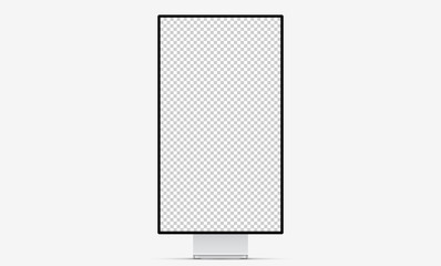 Mockup screen monitor display. Silver computer monitor with blank screen for your design. Realistic vector illustration