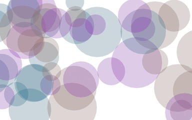 Multicolored translucent circles on a white background. Pink tones. 3D illustration