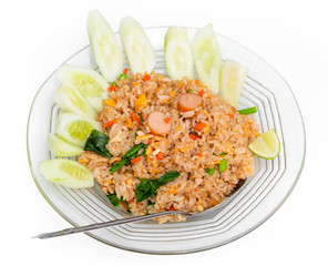 Asian food ,  fried rice with vegetable on white background
