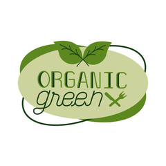 organic green nature lettering flat style icon