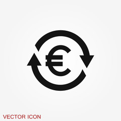 Transfer vector icon. Money symbol isolated on background.