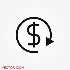 Transfer vector icon. Money symbol isolated on background.