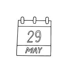 calendar hand drawn in doodle style. May 29. World Digestive Health Day, International United Nations Peacekeepers, date. icon, sticker, element