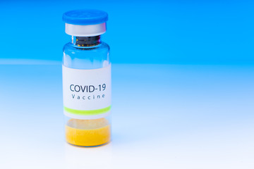Coronavirus Vaccine. Covid-19 vaccine in glass vial.
