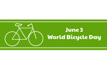 World Bicycle Day. June 3. Holiday concept. Template for background, banner, card, poster with text inscription. Vector EPS10 illustration.