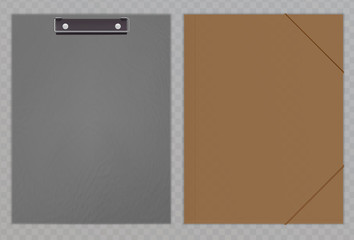 Realistic clipboard, plastic folder. Textured elements