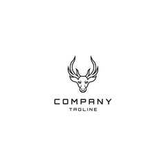 Head deer line art logo design template - vector