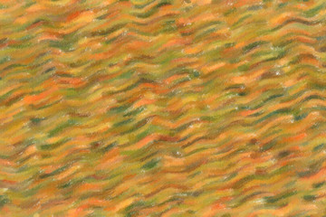 Blue, green and brown waves Wax Crayon abstract paint background.