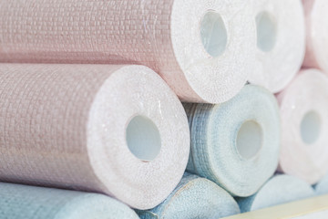 Trendy multicolored modern design rolls Wallpaper as background. Luxury wallpapers for interiors.