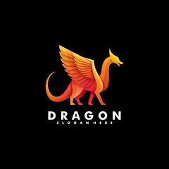 Obraz premium Vector Logo Illustration Dragon Gradient Colorful Style