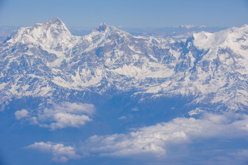 Obraz premium Landscape of Himalayas ridge aerial view in Nepal