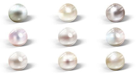 Realistic shiny natural sea pearl with light effects.