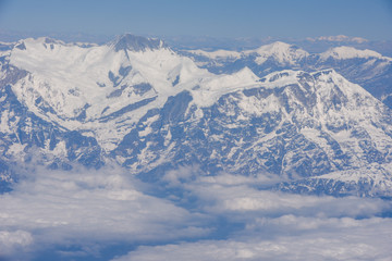 Fototapeta premium Landscape of Himalayas ridge aerial view in Nepal