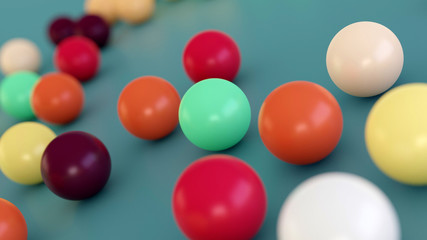 High quality trendy Colorful glossy marbles balls on faded blue background. For 3d illustration and other artistic concepts.