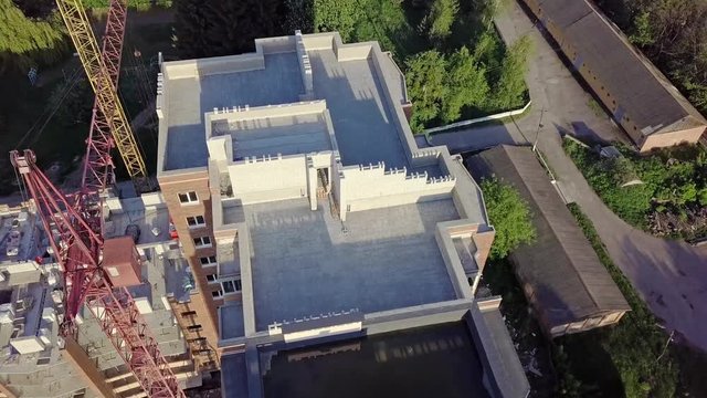 Aerial view of roof checking with plenty of water