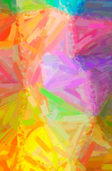 Abstract illustration of green, orange, purple, yellow Oil Paint with big brush background