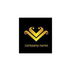 letter V creative logo for the black vector design backgroun company.