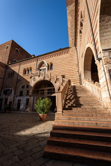 Medieval Palazzo della Ragione (Palace of Reason) with the famous staircase (Scala della Ragione)...