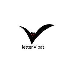 letter v illustration of black bat vector design.